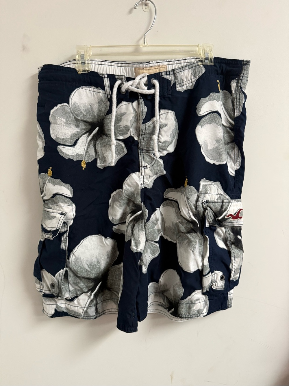 Hollister Navy & White Hibiscus Board Shorts